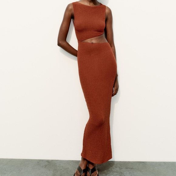 Zara rust cutout dress - Picture 1 of 2